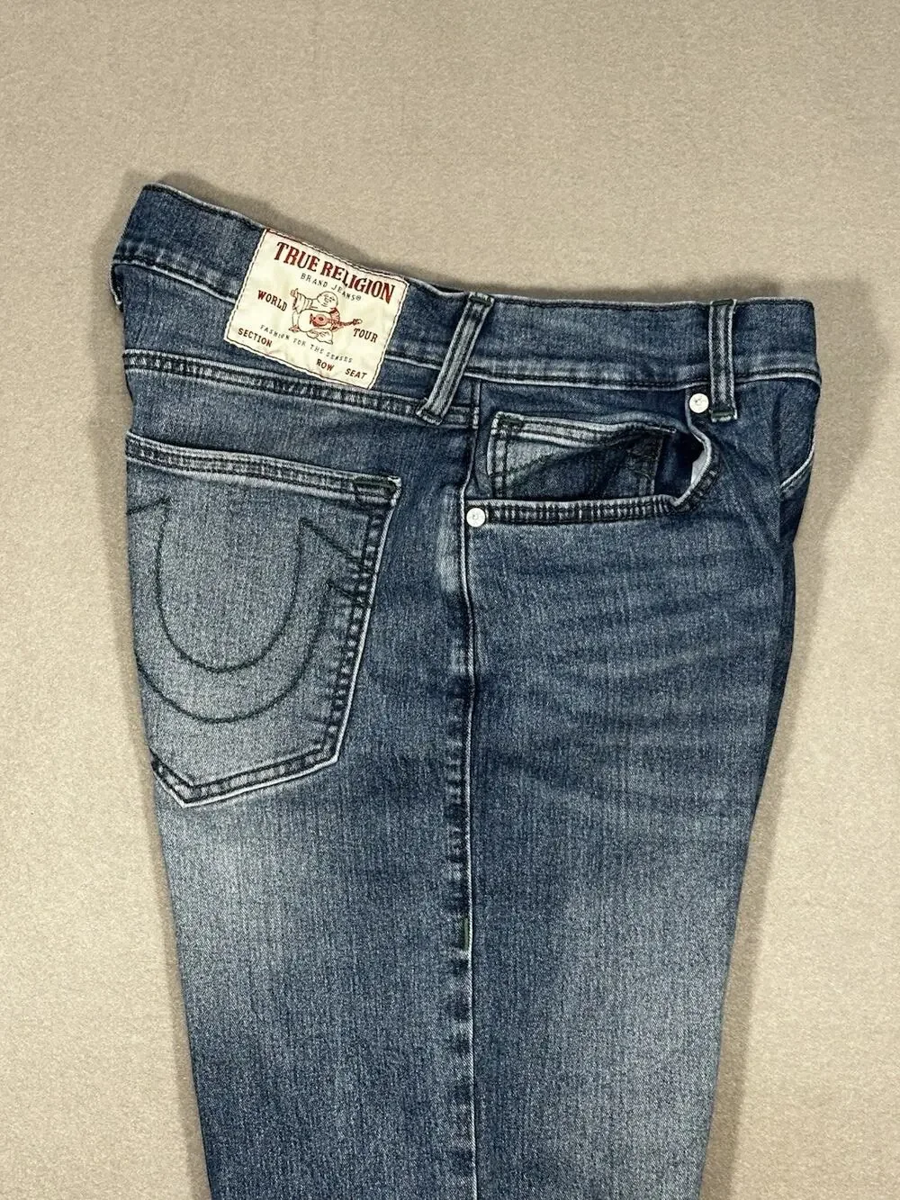 True Religion Bobby Relaxed Baggy Jeans Mens 30 Blue Medium Wash Stretch